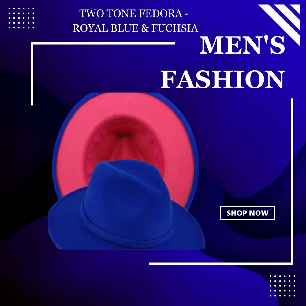 Two Tone Fedora - ROYAL BLUE & FUCHSIA